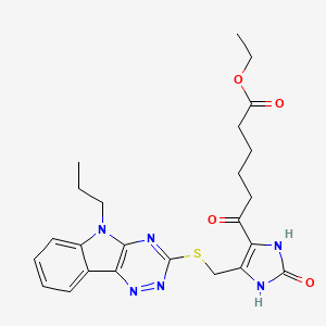 molecular formula C24H28N6O4S B4151996 ethyl 6-oxo-6-(2-oxo-5-{[(5-propyl-5H-[1,2,4]triazino[5,6-b]indol-3-yl)sulfanyl]methyl}-2,3-dihydro-1H-imidazol-4-yl)hexanoate 