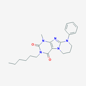molecular formula C21H27N5O2 B415200 3-hexyl-1-methyl-9-phenyl-7,8-dihydro-6H-purino[7,8-a]pyrimidine-2,4-dione CAS No. 300804-17-5