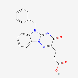 molecular formula C19H16N4O3 B4152013 3-(5-benzyl-3-oxo-3,5-dihydro[1,2,4]triazino[2,3-a]benzimidazol-2-yl)propanoic acid 