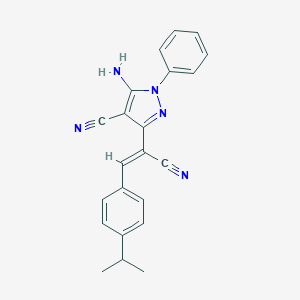 molecular formula C22H19N5 B415203 5-amino-3-[1-cyano-2-(4-isopropylphenyl)vinyl]-1-phenyl-1H-pyrazole-4-carbonitrile 