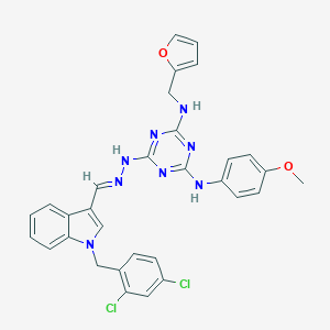 molecular formula C31H26Cl2N8O2 B415205 1-(2,4-dichlorobenzyl)-1H-indole-3-carbaldehyde [4-[(2-furylmethyl)amino]-6-(4-methoxyanilino)-1,3,5-triazin-2-yl]hydrazone 