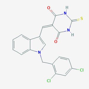 molecular formula C20H13Cl2N3O2S B415208 5-{[1-(2,4-dichlorobenzyl)-1H-indol-3-yl]methylidene}-2-thioxodihydropyrimidine-4,6(1H,5H)-dione 