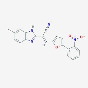 molecular formula C21H14N4O3 B415212 3-(5-{2-nitrophenyl}-2-furyl)-2-(5-methyl-1H-benzimidazol-2-yl)acrylonitrile 