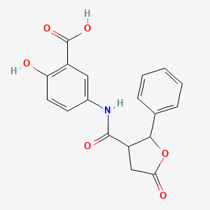 molecular formula C18H15NO6 B4152145 2-hydroxy-5-{[(5-oxo-2-phenyltetrahydro-3-furanyl)carbonyl]amino}benzoic acid 