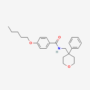 molecular formula C24H31NO3 B4152186 4-(Pentyloxy)-N-[(4-phenyloxan-4-YL)methyl]benzamide 