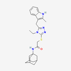 molecular formula C26H33N5OS B4152209 N-(1-adamantyl)-2-[[4-ethyl-5-[(2-methyl-1H-indol-3-yl)methyl]-1,2,4-triazol-3-yl]sulfanyl]acetamide 