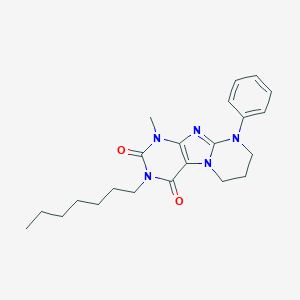 molecular formula C22H29N5O2 B415221 3-heptyl-1-methyl-9-phenyl-7,8-dihydro-6H-purino[7,8-a]pyrimidine-2,4-dione CAS No. 332400-77-8