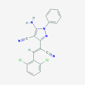 molecular formula C19H11Cl2N5 B415226 5-amino-3-[1-cyano-2-(2,6-dichlorophenyl)vinyl]-1-phenyl-1H-pyrazole-4-carbonitrile 