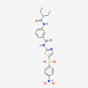 molecular formula C22H22N4O6S2 B4152320 3-[(2-ethylbutanoyl)amino]-N-{5-[(4-nitrophenyl)sulfonyl]-1,3-thiazol-2-yl}benzamide 