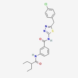 molecular formula C22H23ClN4O2S B4152328 N-{5-[(4-CHLOROPHENYL)METHYL]-1,3,4-THIADIAZOL-2-YL}-3-(2-ETHYLBUTANAMIDO)BENZAMIDE 