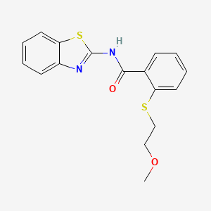 N-(1,3-benzothiazol-2-yl)-2-[(2-methoxyethyl)sulfanyl]benzamide