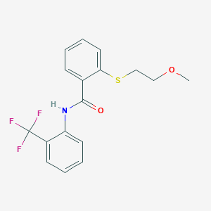 2-[(2-methoxyethyl)sulfanyl]-N-[2-(trifluoromethyl)phenyl]benzamide