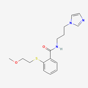 molecular formula C16H21N3O2S B4152453 N-[3-(1H-imidazol-1-yl)propyl]-2-[(2-methoxyethyl)sulfanyl]benzamide 