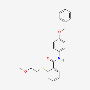 molecular formula C23H23NO3S B4152473 N-[4-(benzyloxy)phenyl]-2-[(2-methoxyethyl)sulfanyl]benzamide 