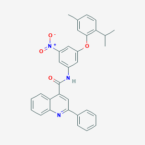 molecular formula C32H27N3O4 B415248 N-[3-nitro-5-(2-isopropyl-5-methylphenoxy)phenyl]-2-phenyl-4-quinolinecarboxamide 