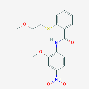 2-[(2-methoxyethyl)thio]-N-(2-methoxy-4-nitrophenyl)benzamide