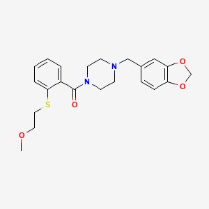 molecular formula C22H26N2O4S B4152489 1-(1,3-benzodioxol-5-ylmethyl)-4-{2-[(2-methoxyethyl)thio]benzoyl}piperazine 