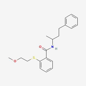 molecular formula C20H25NO2S B4152491 2-[(2-methoxyethyl)sulfanyl]-N-(4-phenylbutan-2-yl)benzamide 