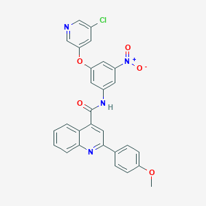 molecular formula C28H19ClN4O5 B415250 N-{3-[(5-chloro-3-pyridinyl)oxy]-5-nitrophenyl}-2-(4-methoxyphenyl)-4-quinolinecarboxamide 