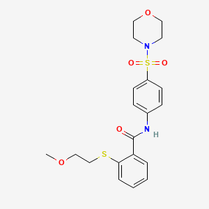 molecular formula C20H24N2O5S2 B4152501 2-[(2-METHOXYETHYL)SULFANYL]-N-[4-(MORPHOLINE-4-SULFONYL)PHENYL]BENZAMIDE 