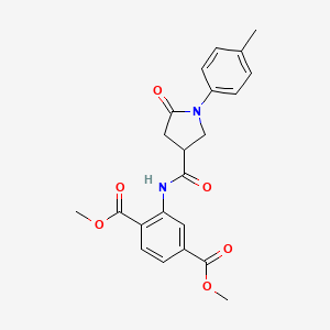 molecular formula C22H22N2O6 B4152506 Dimethyl 2-({[1-(4-methylphenyl)-5-oxopyrrolidin-3-yl]carbonyl}amino)benzene-1,4-dicarboxylate 