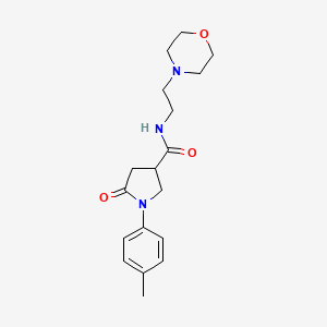 molecular formula C18H25N3O3 B4152535 1-(4-methylphenyl)-N-[2-(morpholin-4-yl)ethyl]-5-oxopyrrolidine-3-carboxamide 