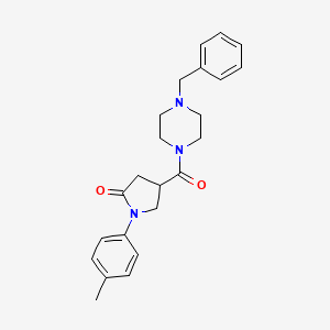 molecular formula C23H27N3O2 B4152543 4-(4-benzylpiperazine-1-carbonyl)-1-(4-methylphenyl)pyrrolidin-2-one 