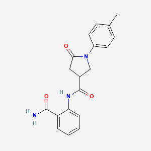 molecular formula C19H19N3O3 B4152621 N-(2-carbamoylphenyl)-1-(4-methylphenyl)-5-oxopyrrolidine-3-carboxamide 