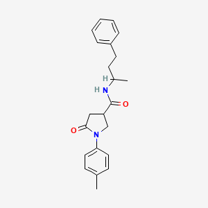 molecular formula C22H26N2O2 B4152675 1-(4-methylphenyl)-5-oxo-N-(4-phenylbutan-2-yl)pyrrolidine-3-carboxamide 