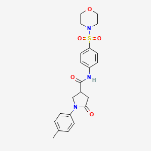 molecular formula C22H25N3O5S B4152689 1-(4-METHYLPHENYL)-N-[4-(MORPHOLINE-4-SULFONYL)PHENYL]-5-OXOPYRROLIDINE-3-CARBOXAMIDE 