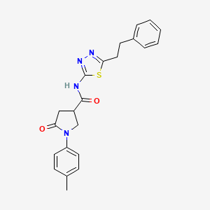 molecular formula C22H22N4O2S B4152724 1-(4-methylphenyl)-5-oxo-N-[5-(2-phenylethyl)-1,3,4-thiadiazol-2-yl]pyrrolidine-3-carboxamide 