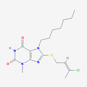 8-(3-Chloro-but-2-enylsulfanyl)-7-heptyl-3-methyl-3,7-dihydro-purine-2,6-dione