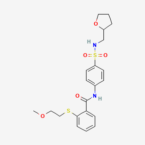 2-[(2-methoxyethyl)sulfanyl]-N-{4-[(tetrahydrofuran-2-ylmethyl)sulfamoyl]phenyl}benzamide