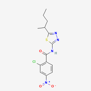 molecular formula C14H15ClN4O3S B4152798 2-chloro-4-nitro-N-[5-(pentan-2-yl)-1,3,4-thiadiazol-2-yl]benzamide 