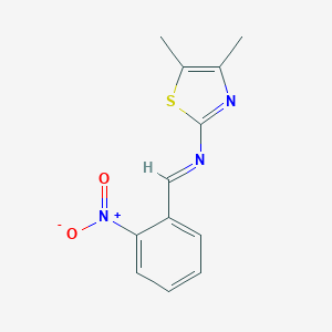 molecular formula C12H11N3O2S B415284 2-({2-Nitrobenzylidene}amino)-4,5-dimethyl-1,3-thiazole 