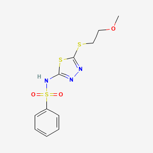 N-{5-[(2-methoxyethyl)thio]-1,3,4-thiadiazol-2-yl}benzenesulfonamide