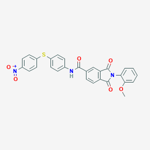 molecular formula C28H19N3O6S B415287 2-(2-methoxyphenyl)-N-{4-[(4-nitrophenyl)thio]phenyl}-1,3-dioxoisoindoline-5-carboxamide 