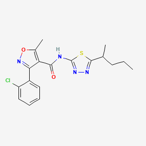 molecular formula C18H19ClN4O2S B4152891 3-(2-chlorophenyl)-5-methyl-N-[5-(1-methylbutyl)-1,3,4-thiadiazol-2-yl]-4-isoxazolecarboxamide 