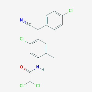 molecular formula C17H12Cl4N2O B4152910 2,2-dichloro-N-{5-chloro-4-[(4-chlorophenyl)(cyano)methyl]-2-methylphenyl}acetamide 