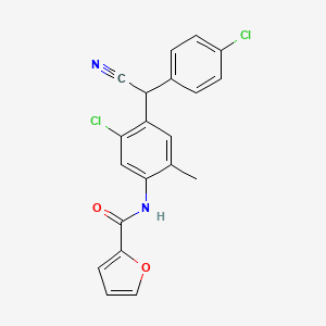 molecular formula C20H14Cl2N2O2 B4152922 N-{5-chloro-4-[(4-chlorophenyl)(cyano)methyl]-2-methylphenyl}furan-2-carboxamide 