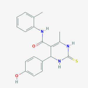 4-(4-hydroxyphenyl)-6-methyl-N-(2-methylphenyl)-2-thioxo-1,2,3,4-tetrahydro-5-pyrimidinecarboxamide