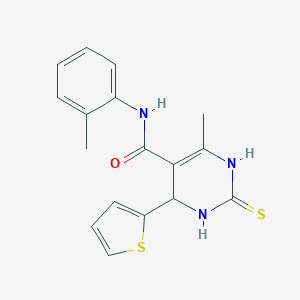 molecular formula C17H17N3OS2 B415295 6-methyl-N-(2-methylphenyl)-4-(2-thienyl)-2-thioxo-1,2,3,4-tetrahydro-5-pyrimidinecarboxamide 