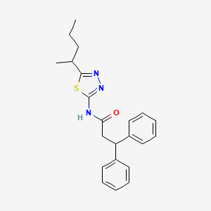 molecular formula C22H25N3OS B4152958 N-[5-(pentan-2-yl)-1,3,4-thiadiazol-2-yl]-3,3-diphenylpropanamide 