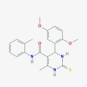 molecular formula C21H23N3O3S B415296 4-(2,5-dimethoxyphenyl)-6-methyl-N-(2-methylphenyl)-2-thioxo-1,2,3,4-tetrahydro-5-pyrimidinecarboxamide 