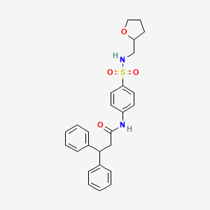 molecular formula C26H28N2O4S B4152966 3,3-diphenyl-N-{4-[(tetrahydrofuran-2-ylmethyl)sulfamoyl]phenyl}propanamide 