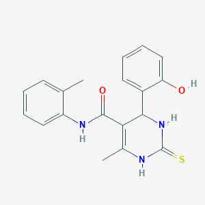 molecular formula C19H19N3O2S B415297 4-(2-hydroxyphenyl)-6-methyl-N-(2-methylphenyl)-2-thioxo-1,2,3,4-tetrahydro-5-pyrimidinecarboxamide 