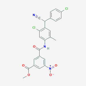 molecular formula C24H17Cl2N3O5 B4152972 Methyl 3-({5-chloro-4-[(4-chlorophenyl)(cyano)methyl]-2-methylphenyl}carbamoyl)-5-nitrobenzoate 