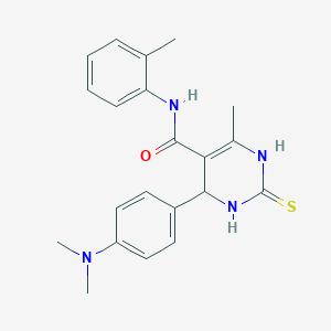 molecular formula C21H24N4OS B415298 4-[4-(dimethylamino)phenyl]-6-methyl-N-(2-methylphenyl)-2-thioxo-1,2,3,4-tetrahydro-5-pyrimidinecarboxamide 