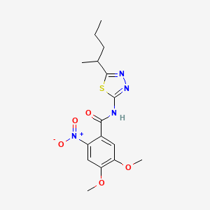 molecular formula C16H20N4O5S B4152989 4,5-dimethoxy-2-nitro-N-[5-(pentan-2-yl)-1,3,4-thiadiazol-2-yl]benzamide 