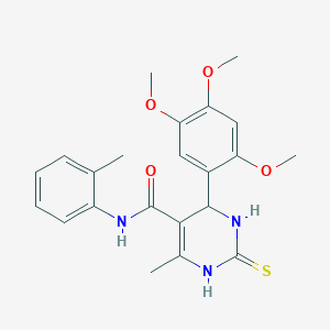 molecular formula C22H25N3O4S B415299 6-methyl-N-(2-methylphenyl)-2-thioxo-4-(2,4,5-trimethoxyphenyl)-1,2,3,4-tetrahydro-5-pyrimidinecarboxamide 